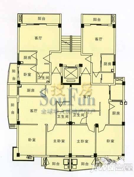 屏西五环6室0厅0卫户型图