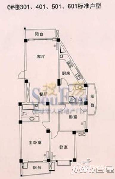 屏西五环6室0厅0卫户型图