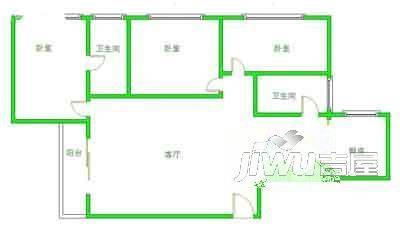 东水新村3室2厅1卫96㎡户型图