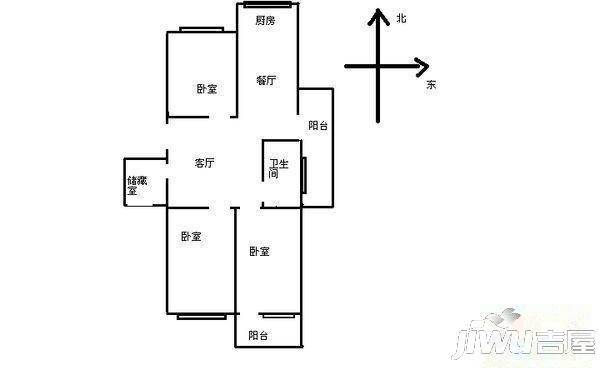 东水新村3室2厅1卫96㎡户型图
