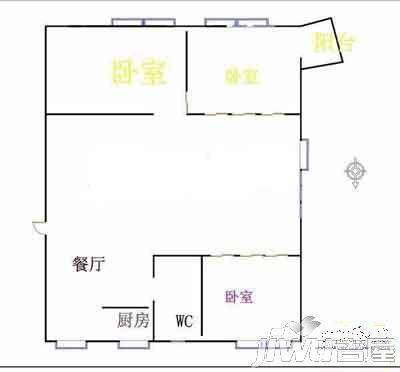 东水新村3室2厅1卫96㎡户型图