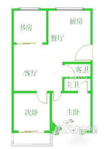 电力单位宿舍4室2厅2卫123㎡户型图