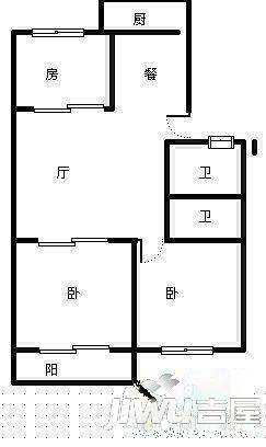 洪腾新村3室2厅2卫103㎡户型图