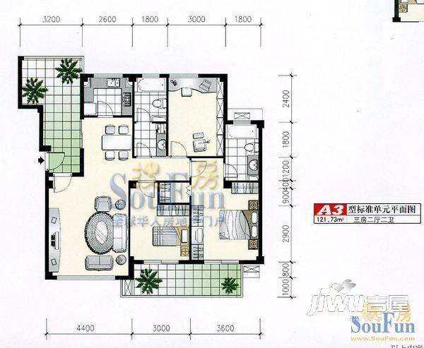 新都会花园广场5室1厅1卫186㎡户型图