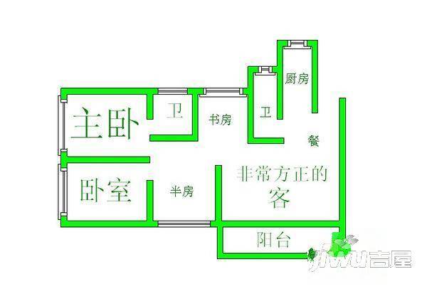 西湖花园3室2厅1卫110㎡户型图