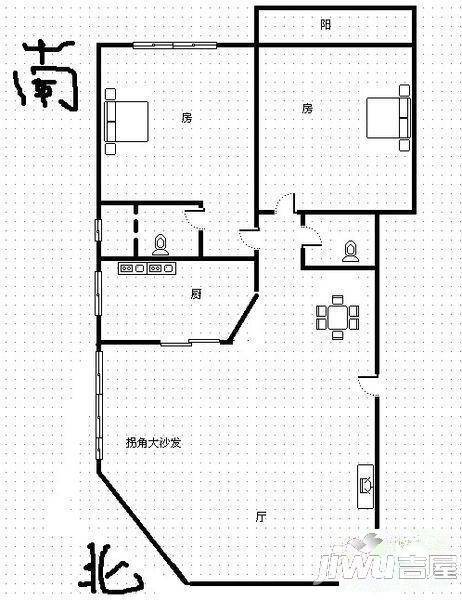 西湖花园3室2厅1卫110㎡户型图