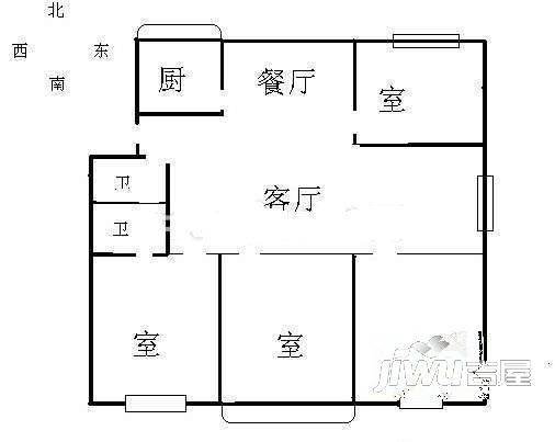 建华二期3室2厅2卫106㎡户型图