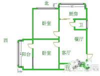 人事厅单位宿舍2室2厅1卫63㎡户型图