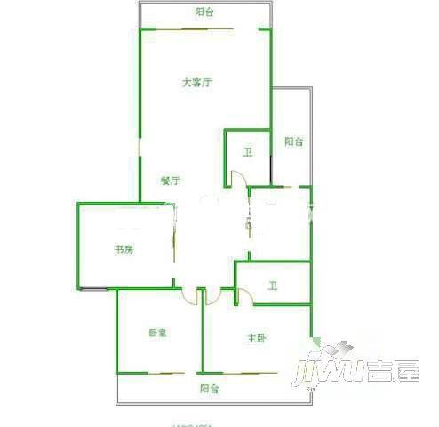 大富山小区2室2厅1卫60㎡户型图