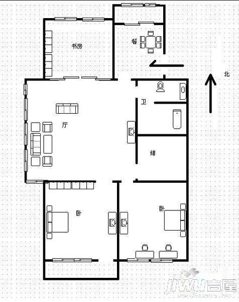 金海公寓3室2厅2卫117㎡户型图
