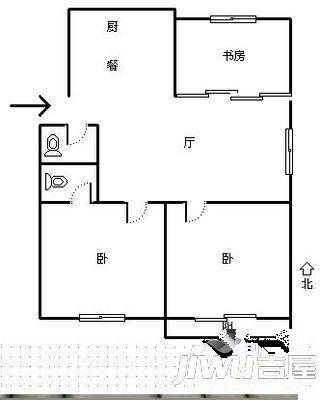 金海公寓3室2厅2卫117㎡户型图