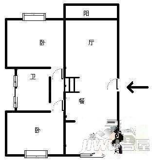 盛景黄山2室2厅1卫81㎡户型图