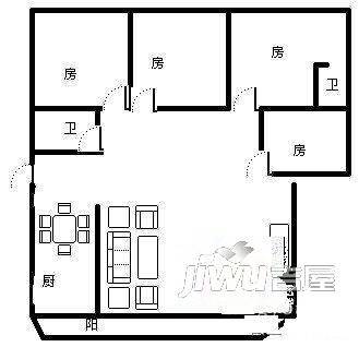 状元商住楼4室2厅2卫121㎡户型图