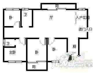 福宏大厦3室2厅2卫108㎡户型图