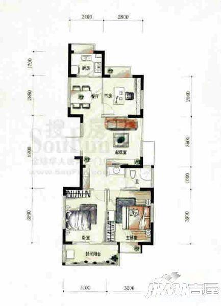 大儒世家滨江HOUSE3室2厅2卫户型图