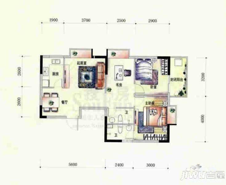 大儒世家滨江HOUSE3室2厅2卫户型图