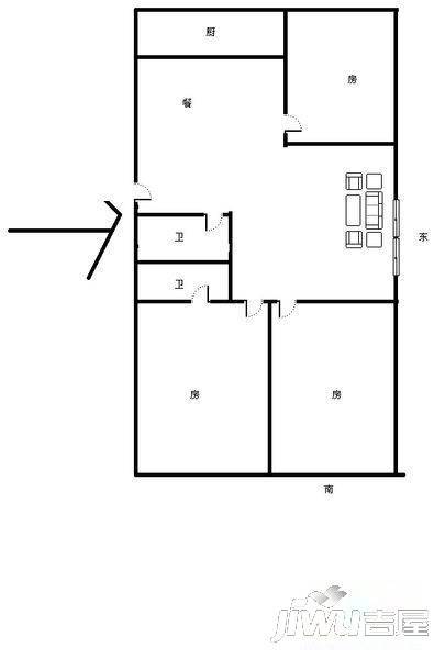 茂泰大楼3室2厅2卫110㎡户型图