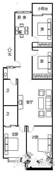 南洋新村4室2厅2卫116㎡户型图