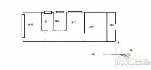 南方装修公司宿舍3室1厅1卫83㎡户型图