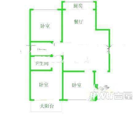 利嘉大世界3室2厅2卫100㎡户型图