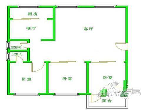 桃园小区2室2厅1卫65㎡户型图