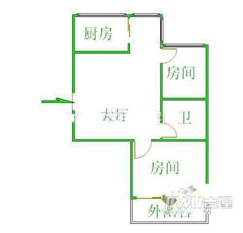 桃园小区2室2厅1卫65㎡户型图