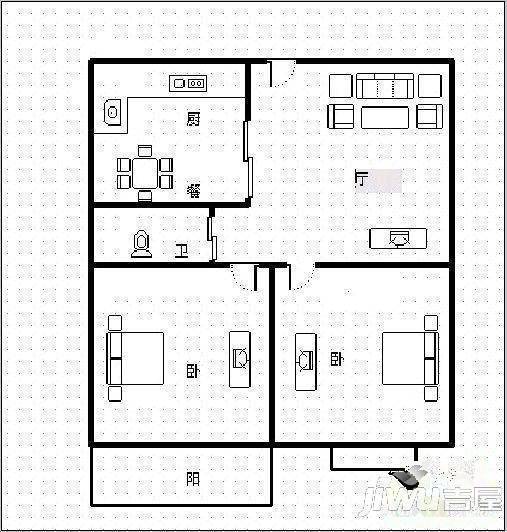 福马路茶厂宿舍3室2厅1卫户型图