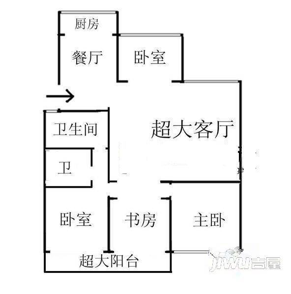 光明公寓3室2厅2卫120㎡户型图