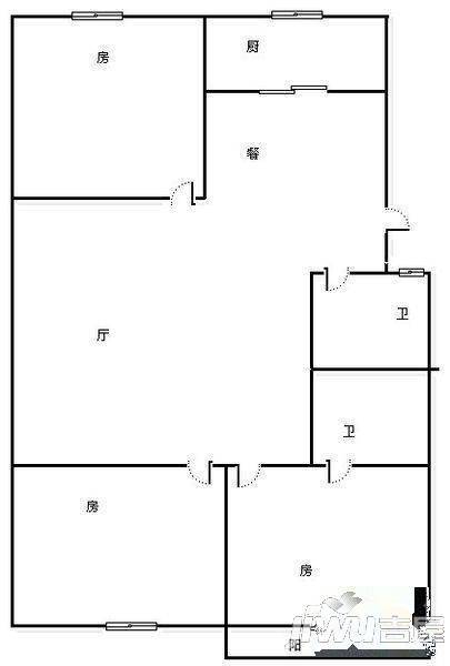 光明公寓3室2厅2卫120㎡户型图