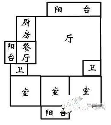 铁三小区3室2厅1卫90㎡户型图