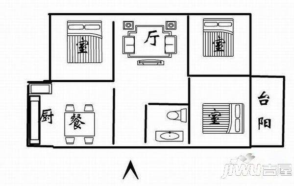 西垄新村3室2厅1卫106㎡户型图