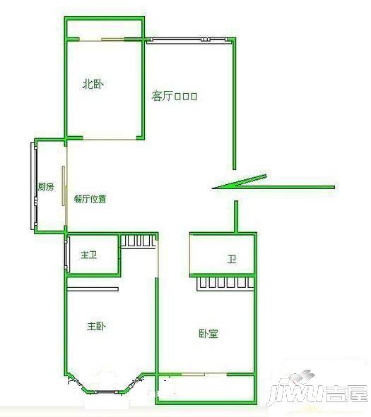 东榕公寓2室2厅1卫89㎡户型图