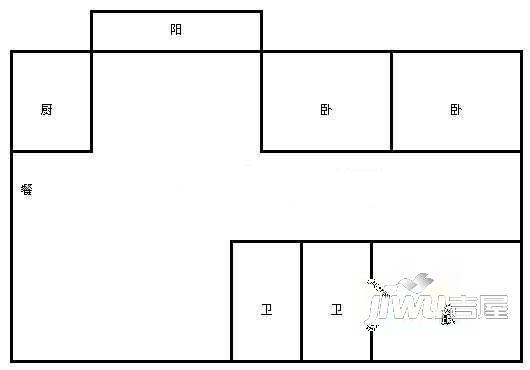 鼎屿小区3室1厅1卫92㎡户型图