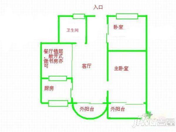 东方嘉景2室1厅1卫64㎡户型图