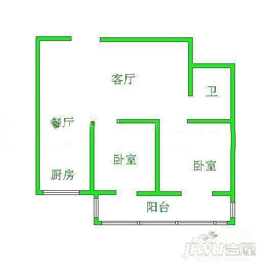 东方嘉景2室1厅1卫64㎡户型图