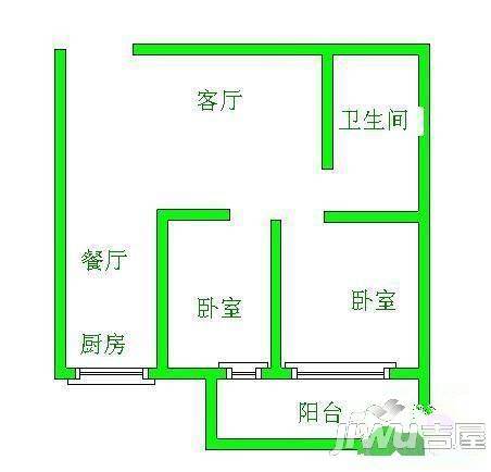 东方嘉景2室1厅1卫64㎡户型图