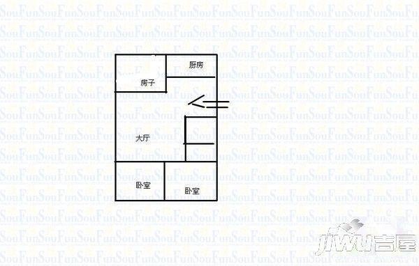 二化小区3室2厅1卫59㎡户型图