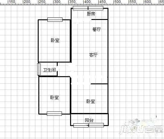 白水塘2室2厅1卫80㎡户型图