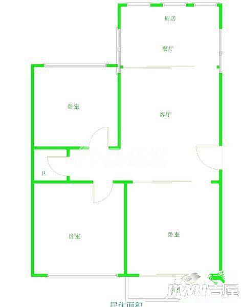 白水塘2室2厅1卫80㎡户型图