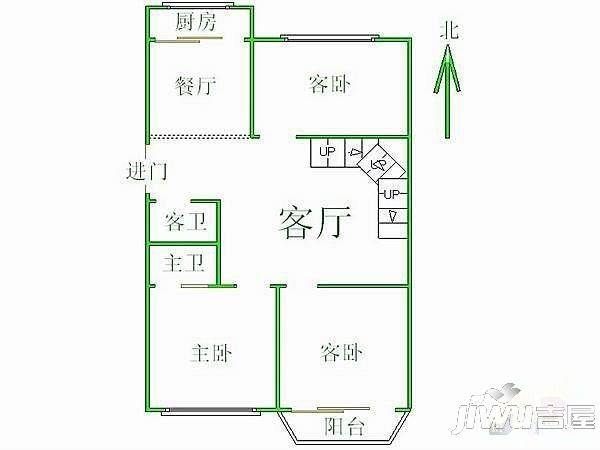 瑞城花园3室2厅2卫110㎡户型图