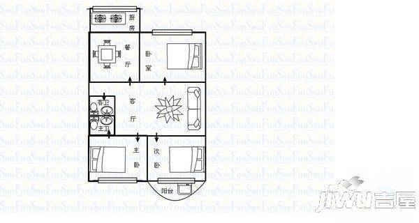 瑞城花园3室2厅2卫110㎡户型图