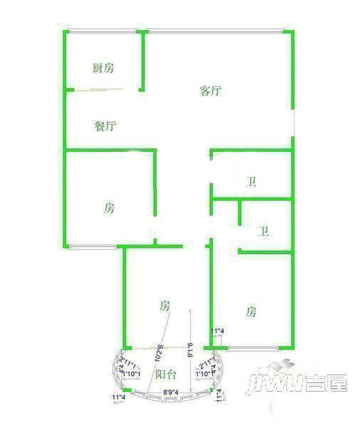 双协佳园4室2厅2卫135㎡户型图