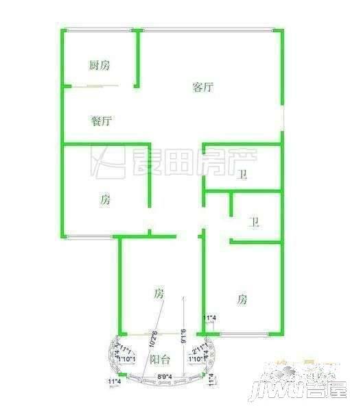 双协佳园4室2厅2卫135㎡户型图