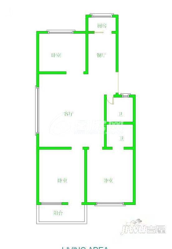 永同昌公寓3室2厅2卫108㎡户型图