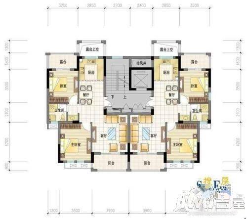 福兴嘉园3室2厅1卫87㎡户型图