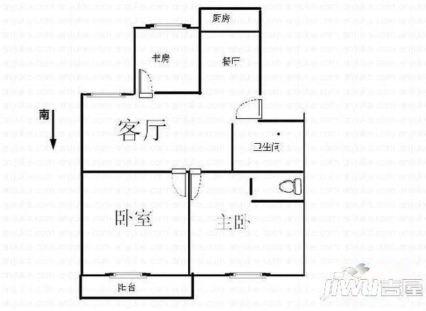 福兴嘉园3室2厅1卫87㎡户型图