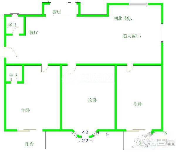 福兴嘉园3室2厅1卫87㎡户型图