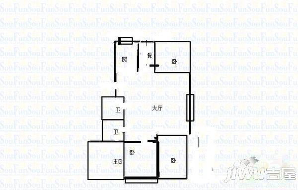 福兴嘉园3室2厅1卫87㎡户型图