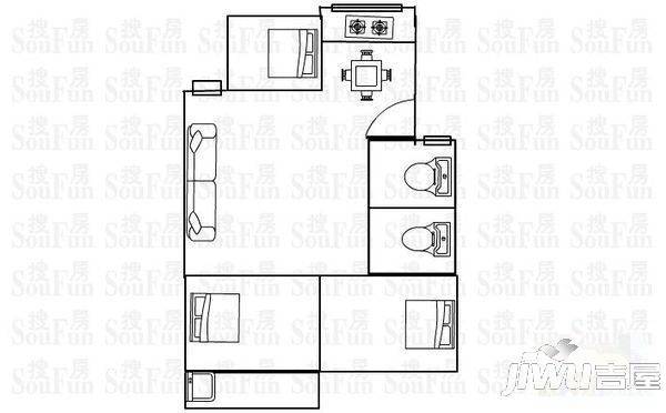 福兴嘉园3室2厅1卫87㎡户型图