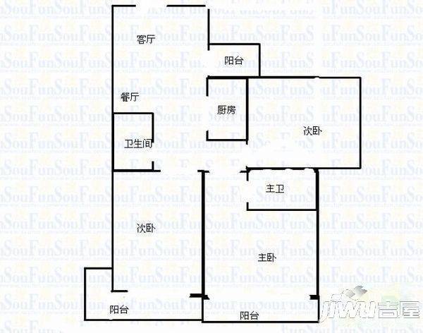 六江新村3室2厅2卫120㎡户型图